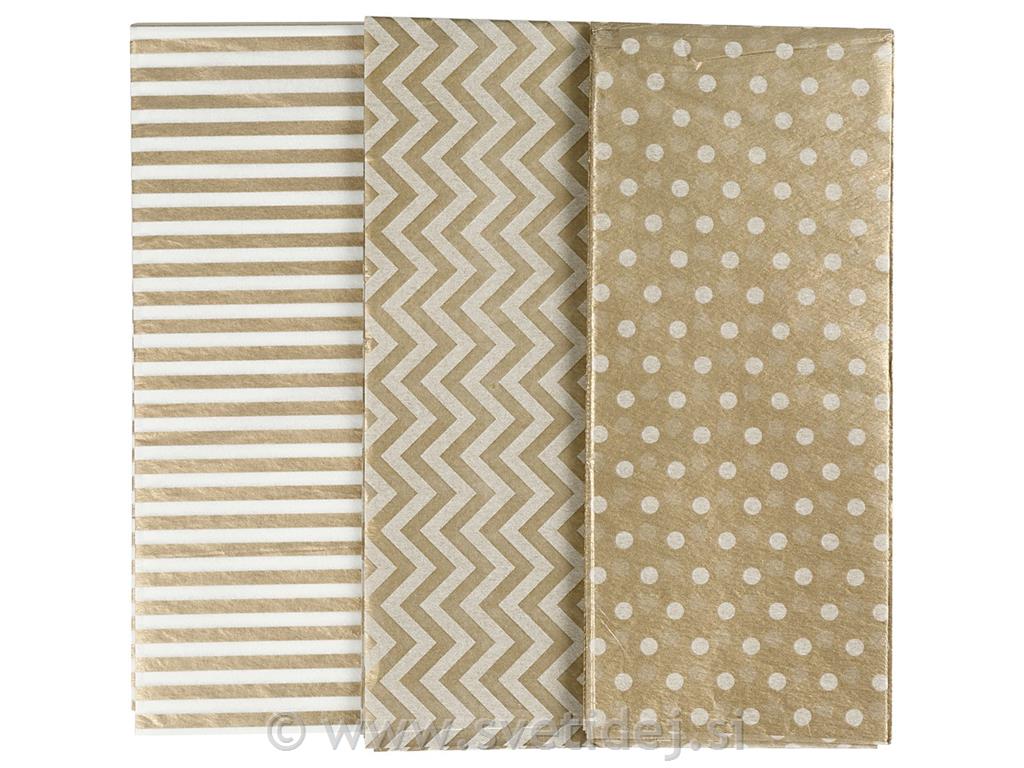 Svilen papir 50x70cm, 17g ,zlat, set 6