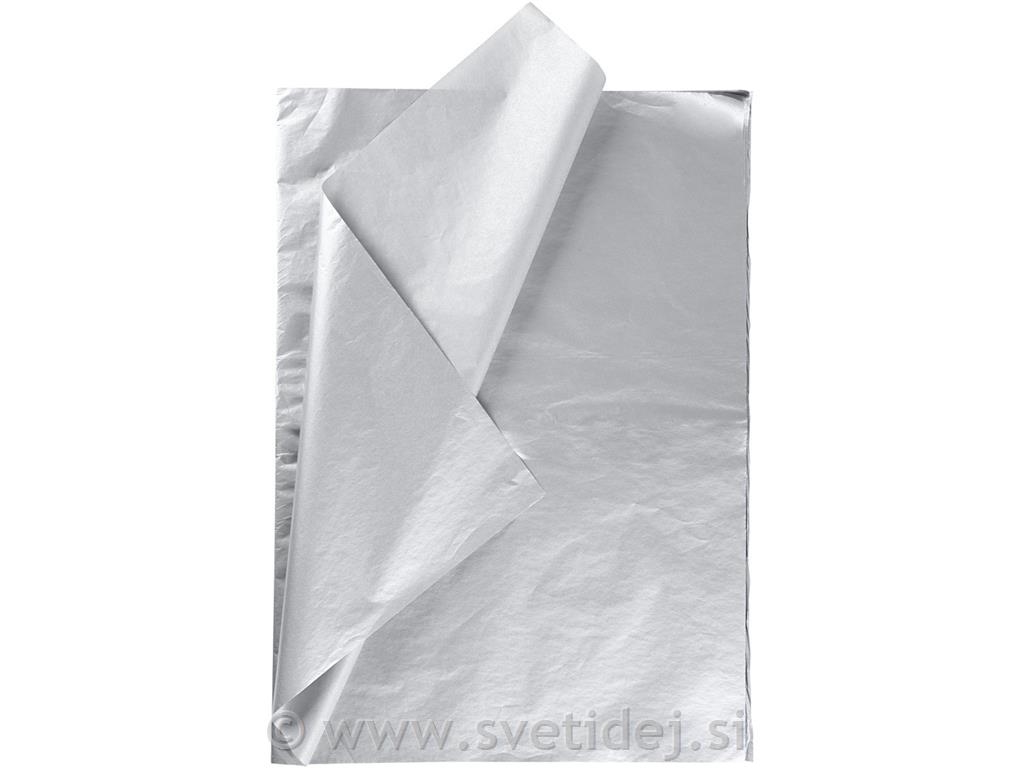 Svilen papir srebrn,50x70,17 g, 25 pol