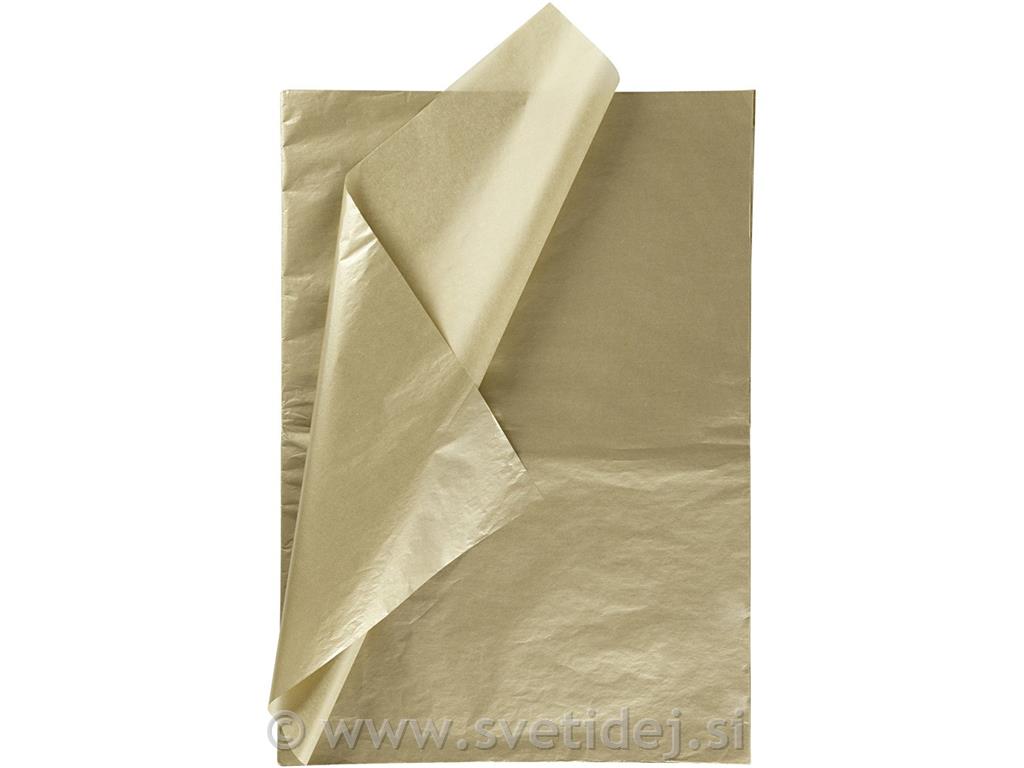Svilen papir zlat,50x70 cm,17g, 25 pol
