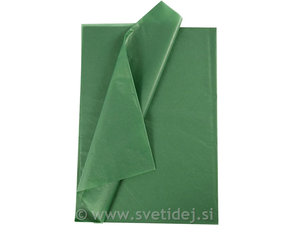 Svilen papir t.zelen,50x70cm,17 g,25 pol