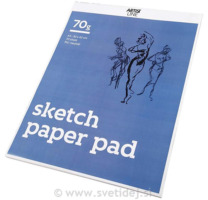 Skicirni blok A3, 30x42 cm, 70 listni