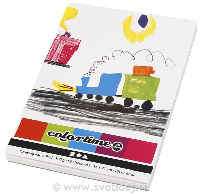 Risalni blok bel, A5, 15x21 cm,50 listni