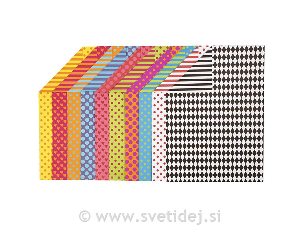 Barvni karton vzorčast A4, 250 g, set 20
