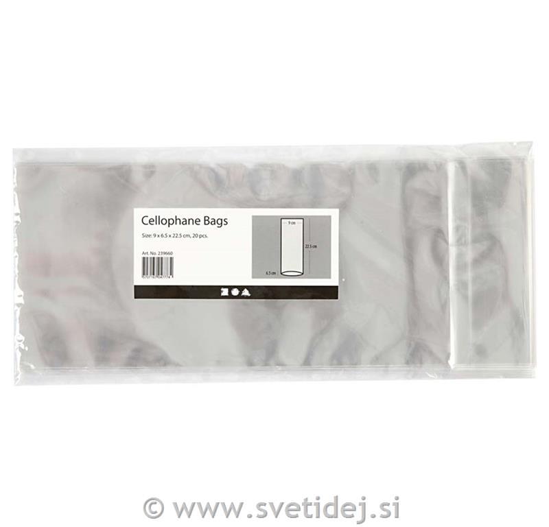 Celofan vrečke 9x6,5x22,5 cm, set 20