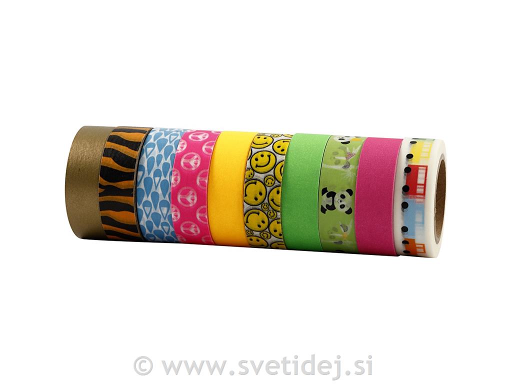 Washi lepilni trakovi 8x10 m, različni