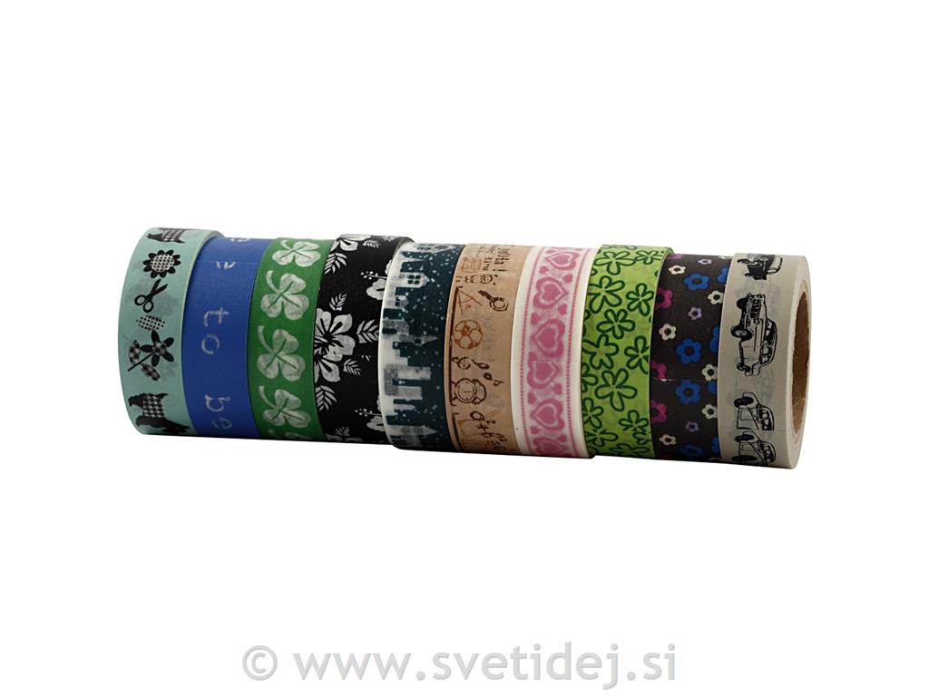 Washi lepilni trakovi 4x5 m, sivi vzorci