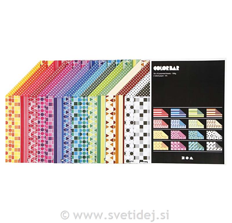 Vzorčast papir, A4, 100 g, set 160