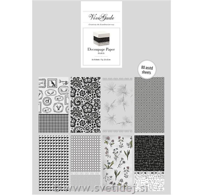Decoupage papir 25x35 cm,set 8x10 listov