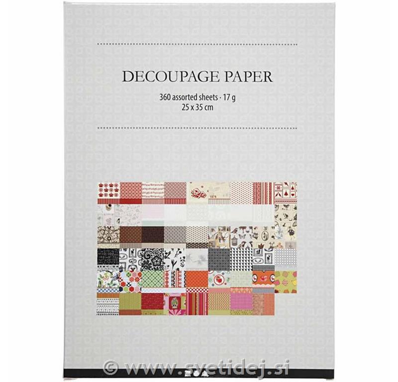 Decoupage papir 25x35 cm, 360 listov