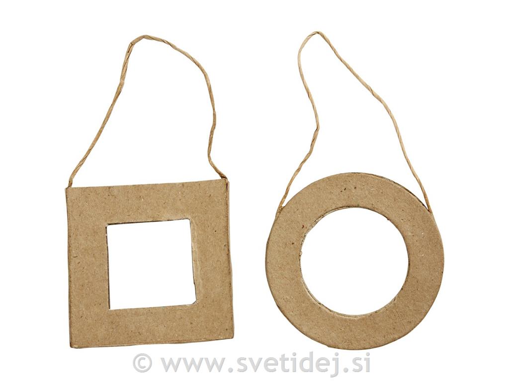 Okvirčki iz pap.mase okrogli 7 cm ,6 kos
