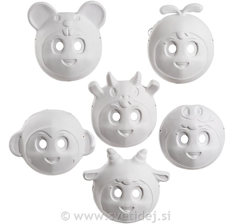 Maske iz papirne mase, 20-23 cm, set 12