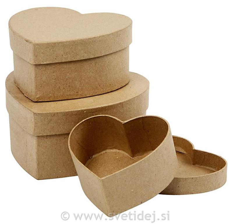 Škatlice srca 10+12,5+15 cm, set 3