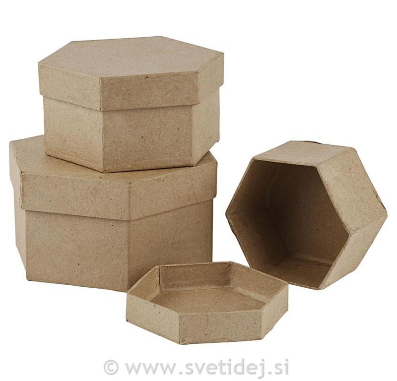 Škatle iz papirne mase, set 3