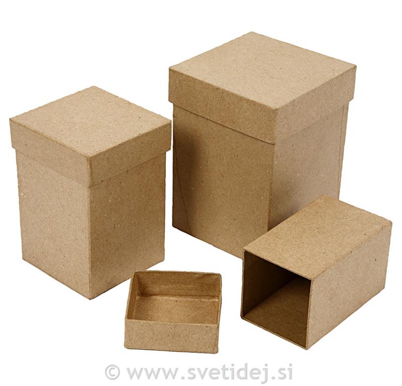 Škatla iz papirne mase,11+13+15cm, set 3