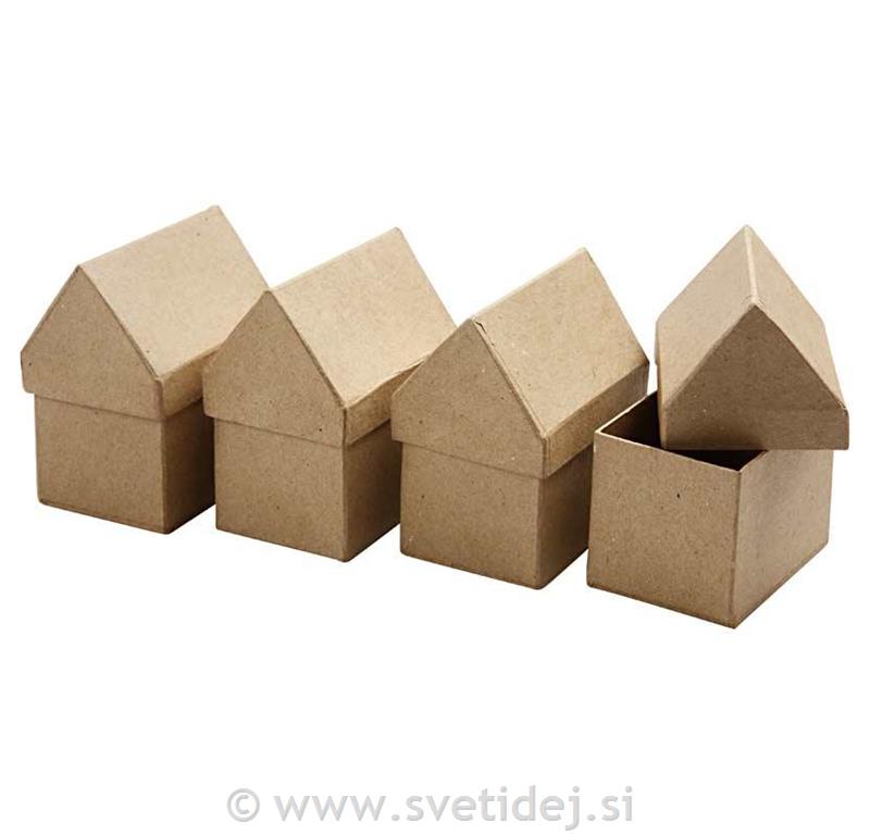 Škatle-hiše iz papirne mase, set 4
