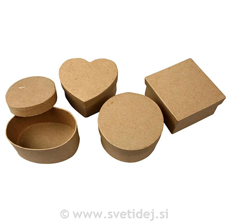 Škatlice iz papirne mase 10-12 cm, set 4