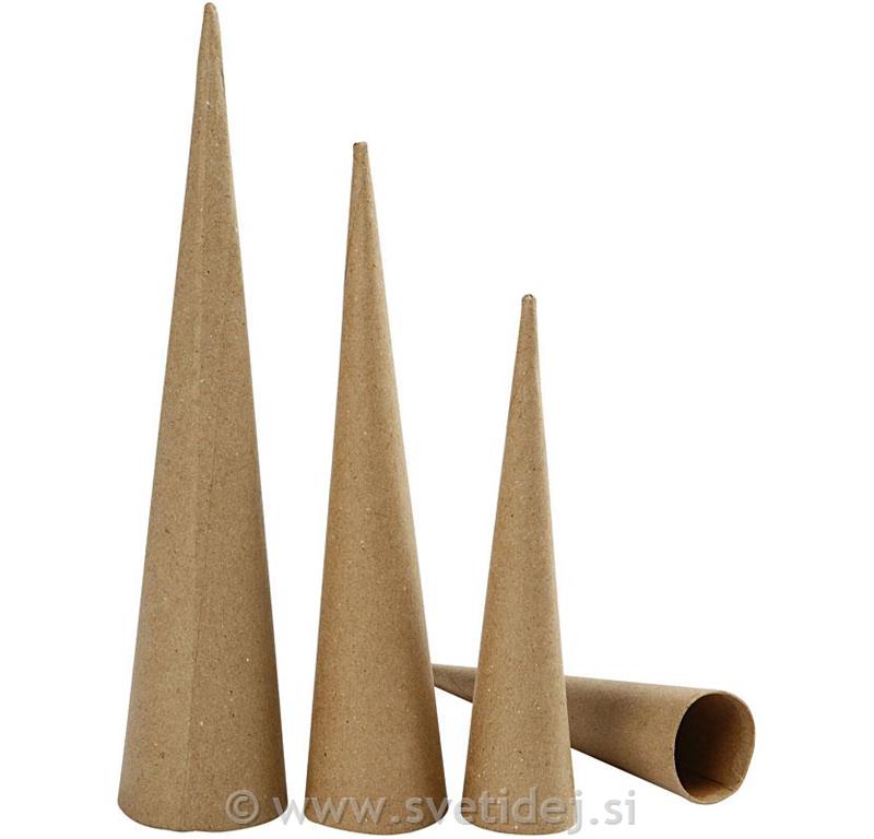 Stožci iz papirne mase 20+25+30 cm,set 3
