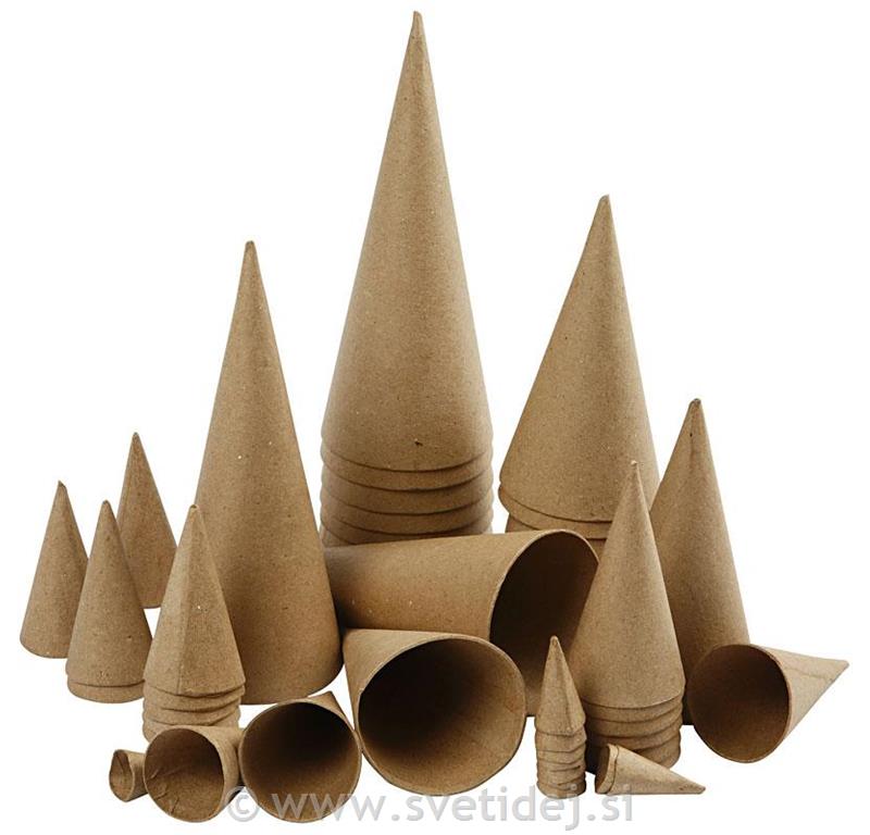 Stožci iz papirne mase 4-20 cm, set 50