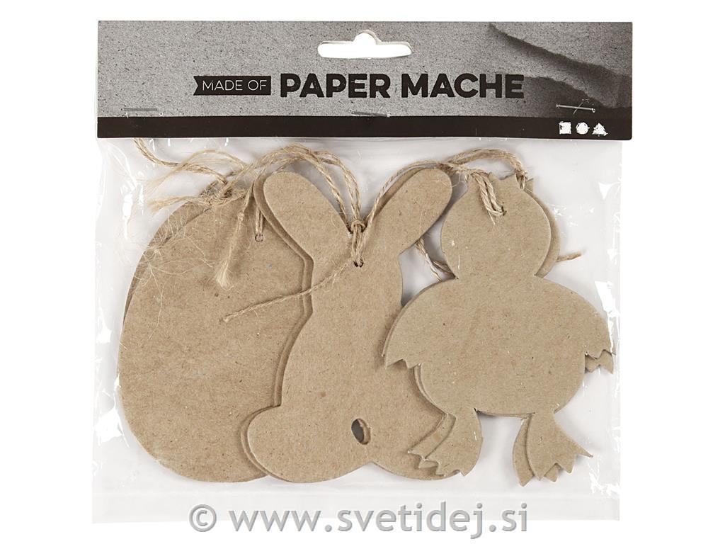 Obeski iz papirne mase 10 cm, set 6