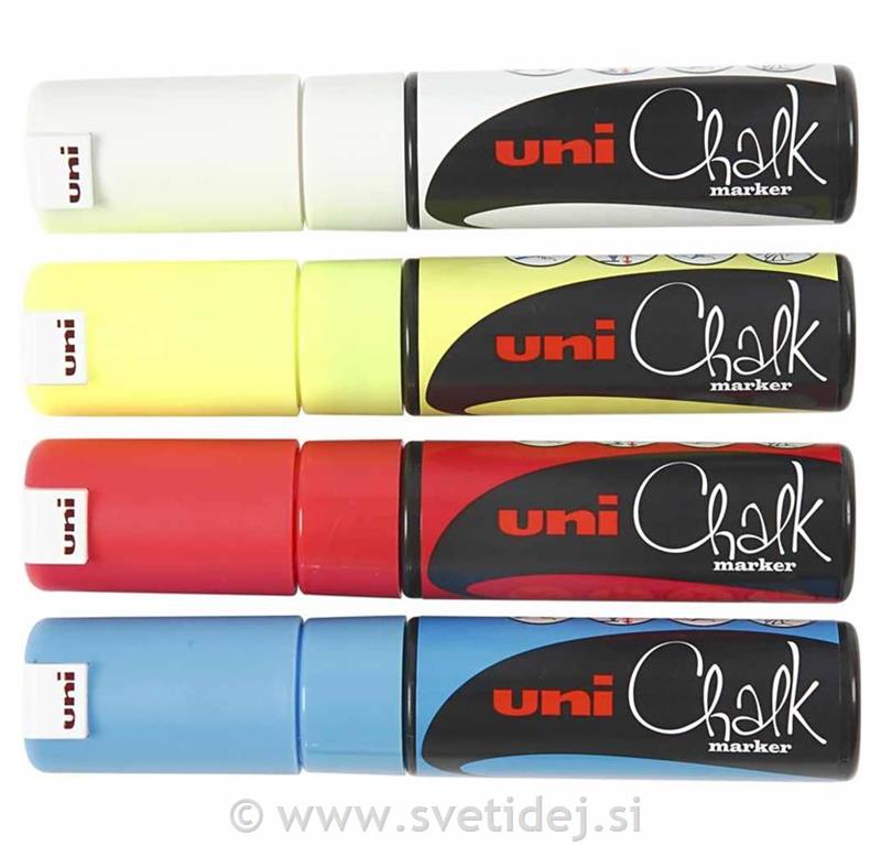 Krede za steklo, tablo..., set 4, 8 mm