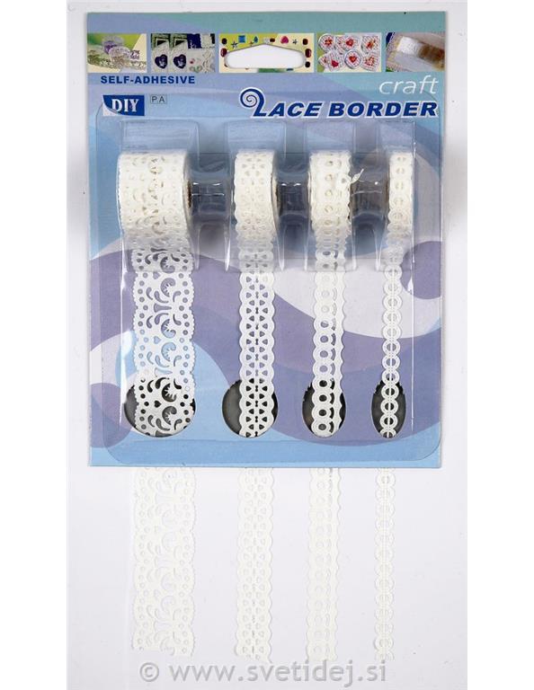 Lepilni trak čipka, VP, 8-23 mm, set 4x2