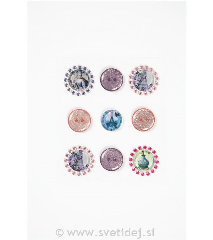 Nalepke - gumbi 2 cm, set 30