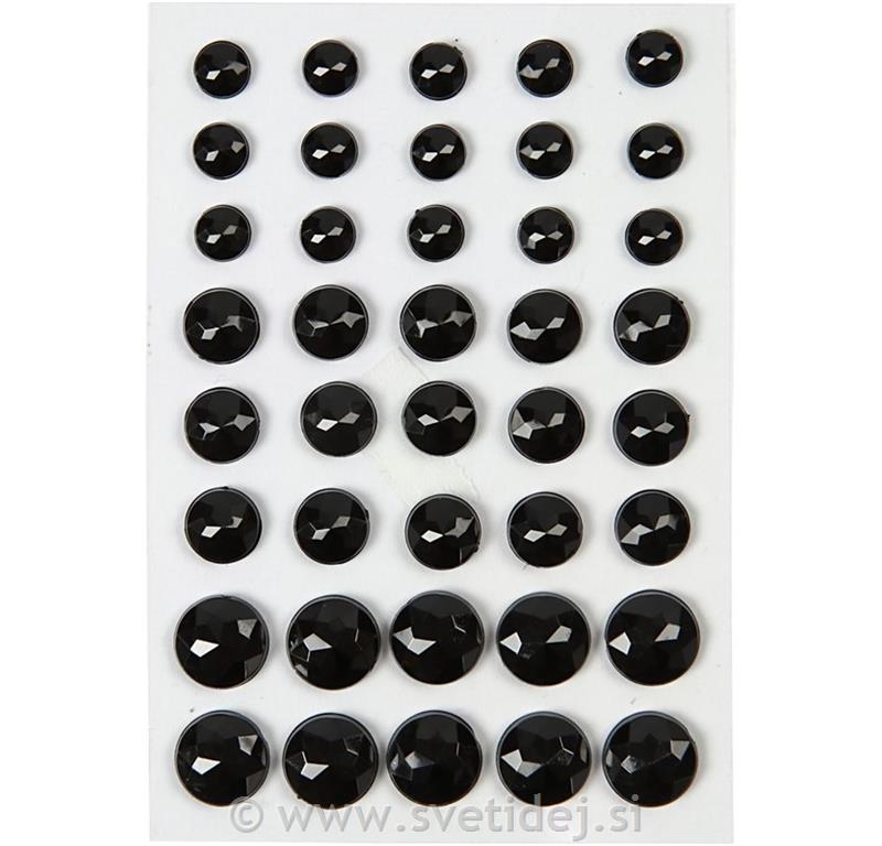 Kamenčki samolepilni 6+8+10 mm, črni, 40