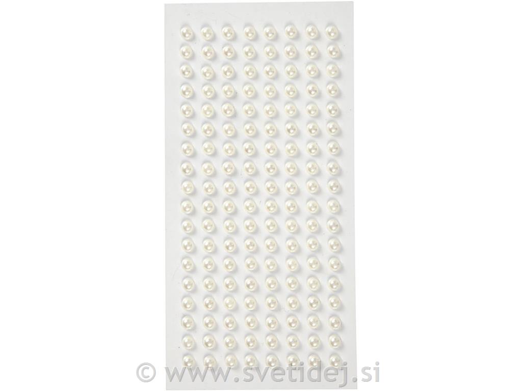 Polovične perle 5 mm, bele, set 144