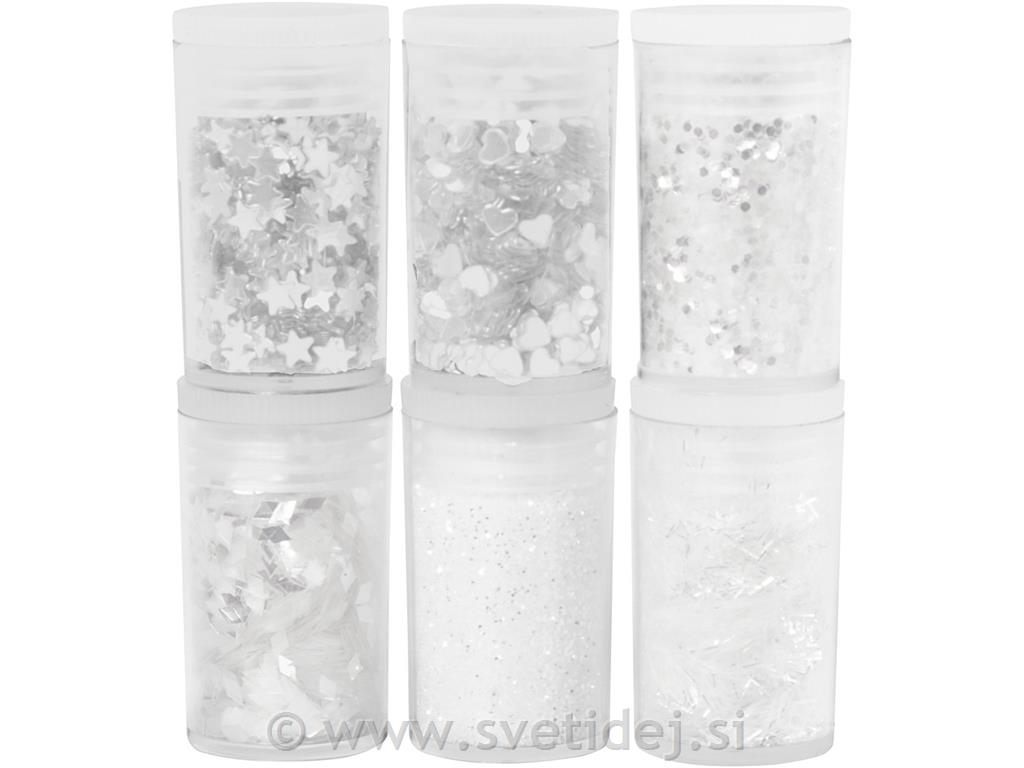Bleščice bele, set 6x5 g