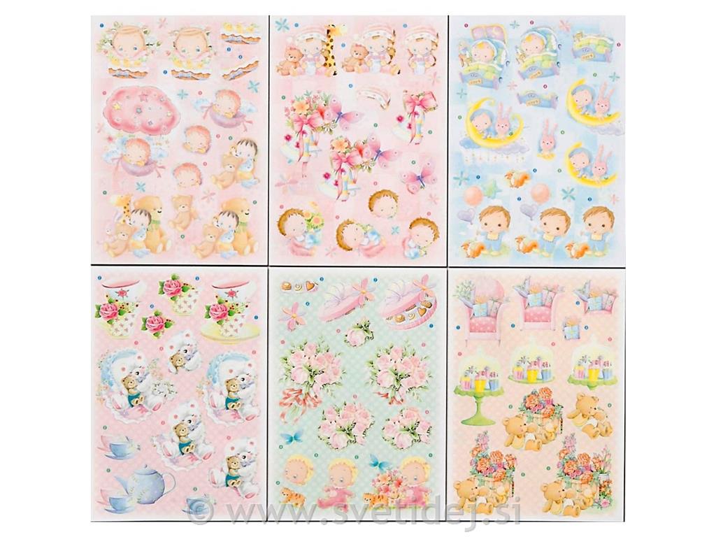 3D decoupage nalepke 21x30 cm, set 16