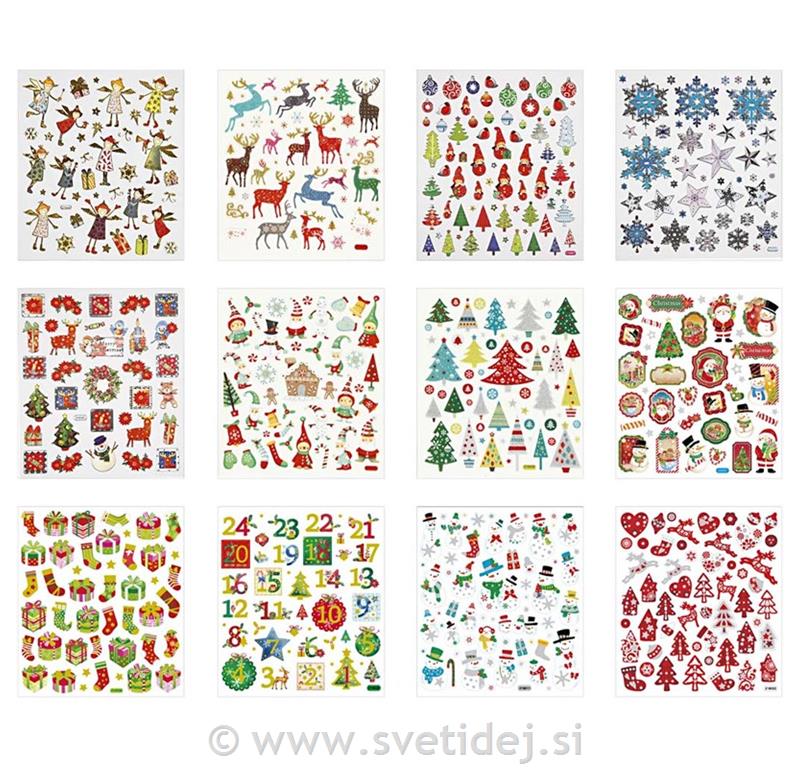 Nalepke bleščeče 15x16,5 cm, set 12