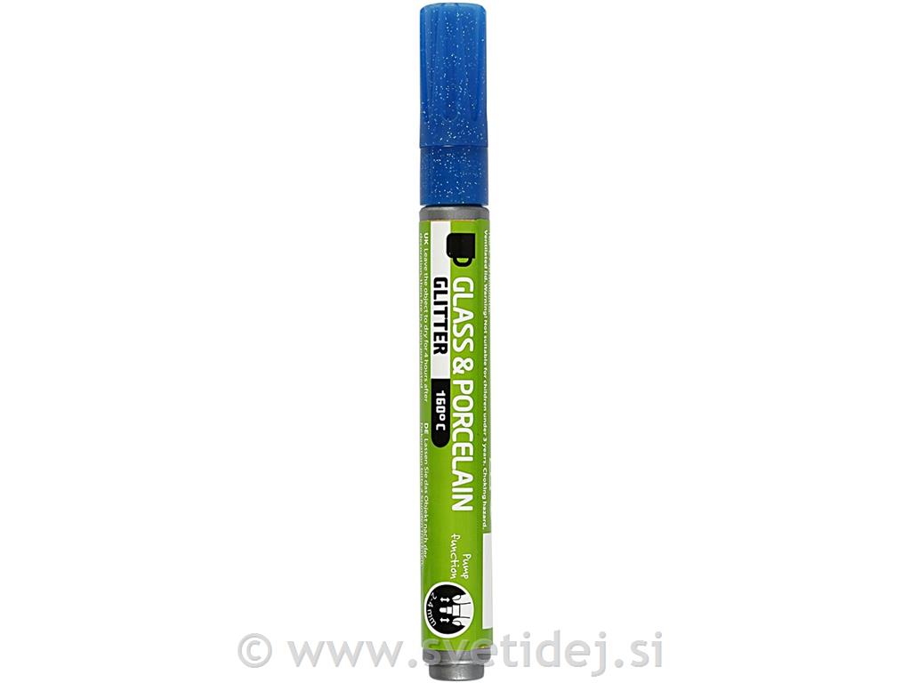 Flomast za steklo modre bleščice, 2-4 mm