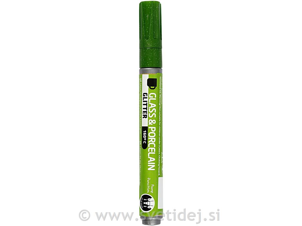 Marker za steklo zelene bleščice 2-4 mm