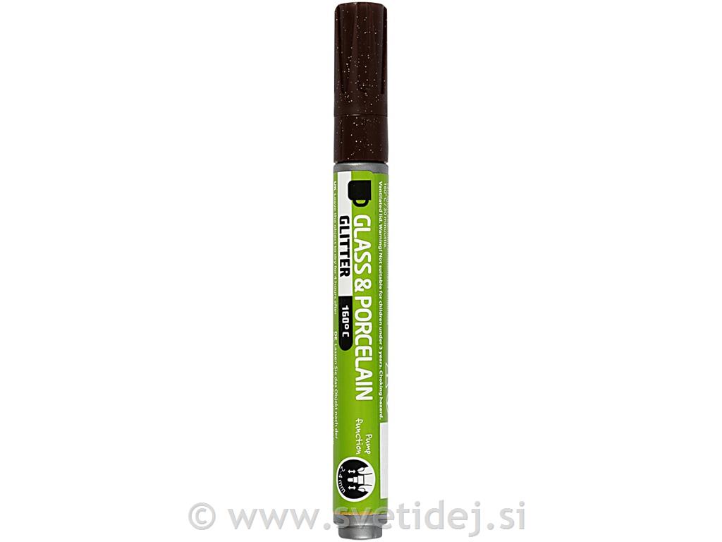 Marker za steklo črne bleščice, 2-4 mm