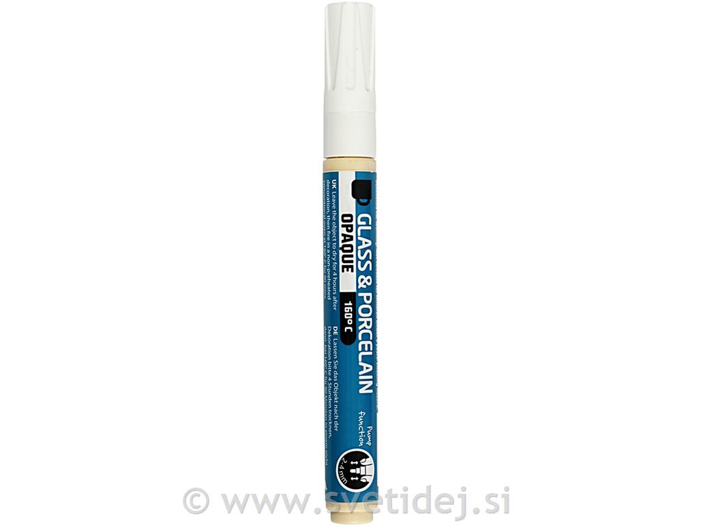 Glass & Porcelan pen, prekrivno bel