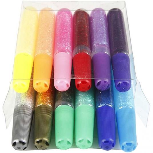 Bleščice v lepilu, 10 ml, set 12 mix