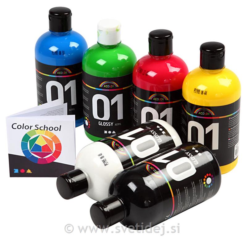 A-Color barve z leskom, set 6x500 ml