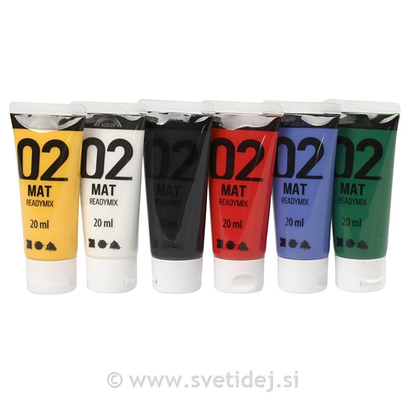 A-Color akrilne barve mat, set 6x20 ml