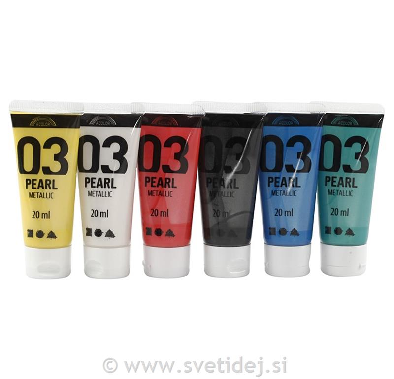 A-Color biserne akrilne barve , 6x20 ml