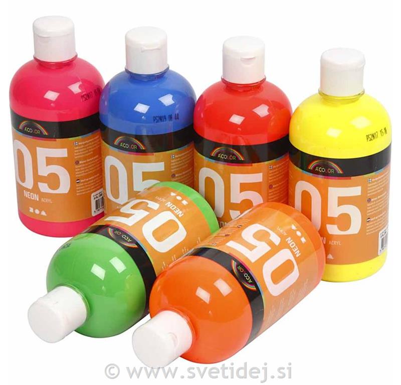 A-Color Neon barve, set 6x500 ml