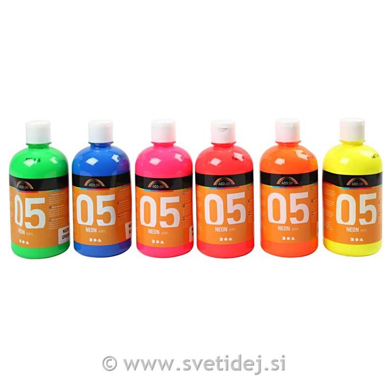 A-Color Neon barve, set 6x500 ml