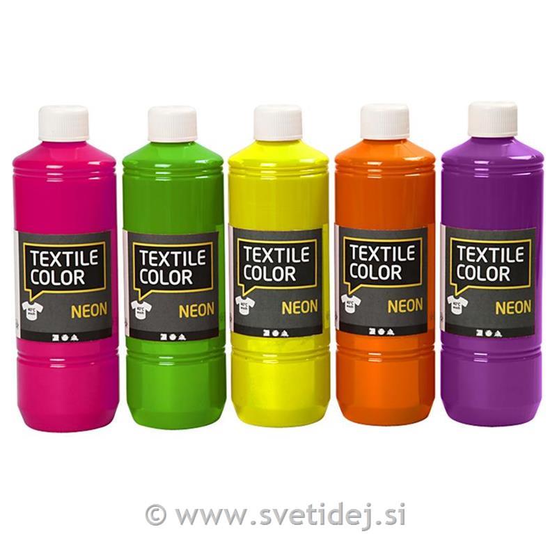 Barve za tekstil, set 5 x 500 ml