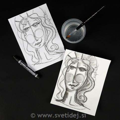 Grafitna mina, vodotopna, 1 cm, set 24