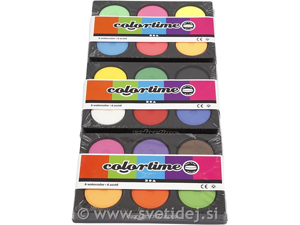 Vodene barvice - tableta 44 mm, set 3x6