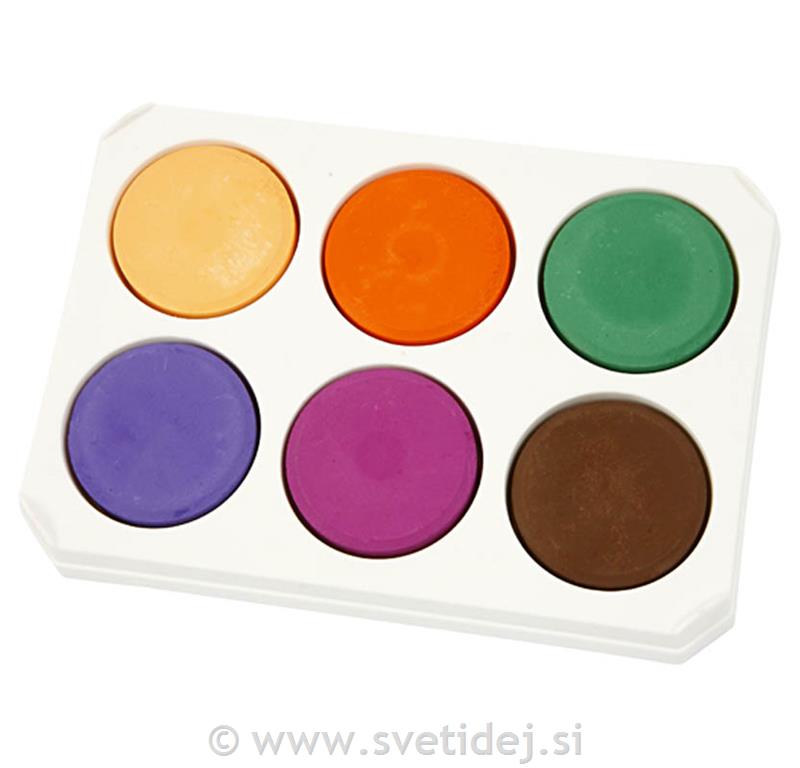 Vodene barvice - tablete 44 mm, set 6