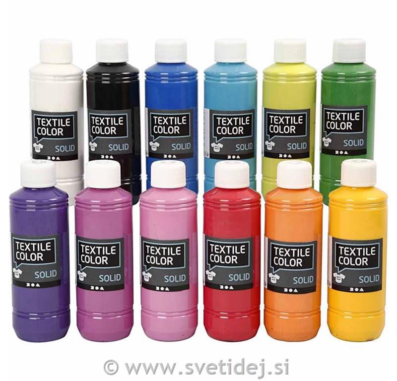 Textil Solid prekrivne barve, set 12