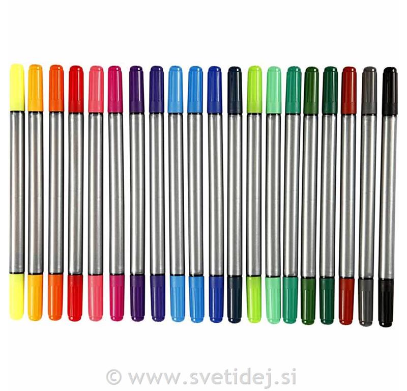 Tekstilni flomastri z dvema konicama, 20