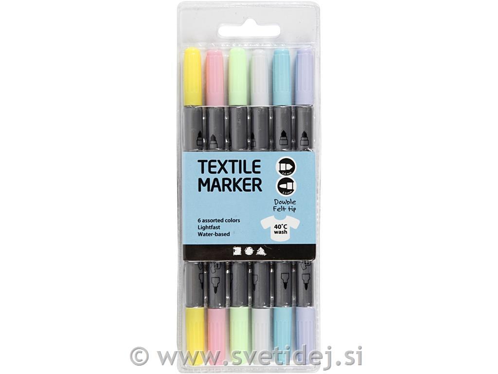 Tekstilni flomastri z dvema konica set 6