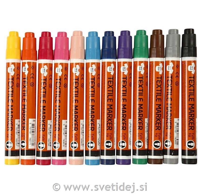 Textil Marker, 2-4 mm, set 12