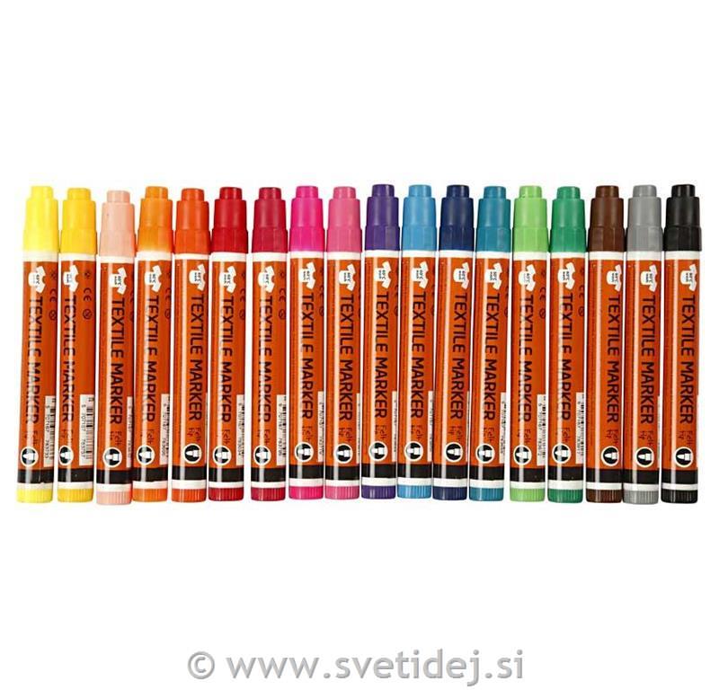 Tekstil Markerji, 2-4 mm, set 18
